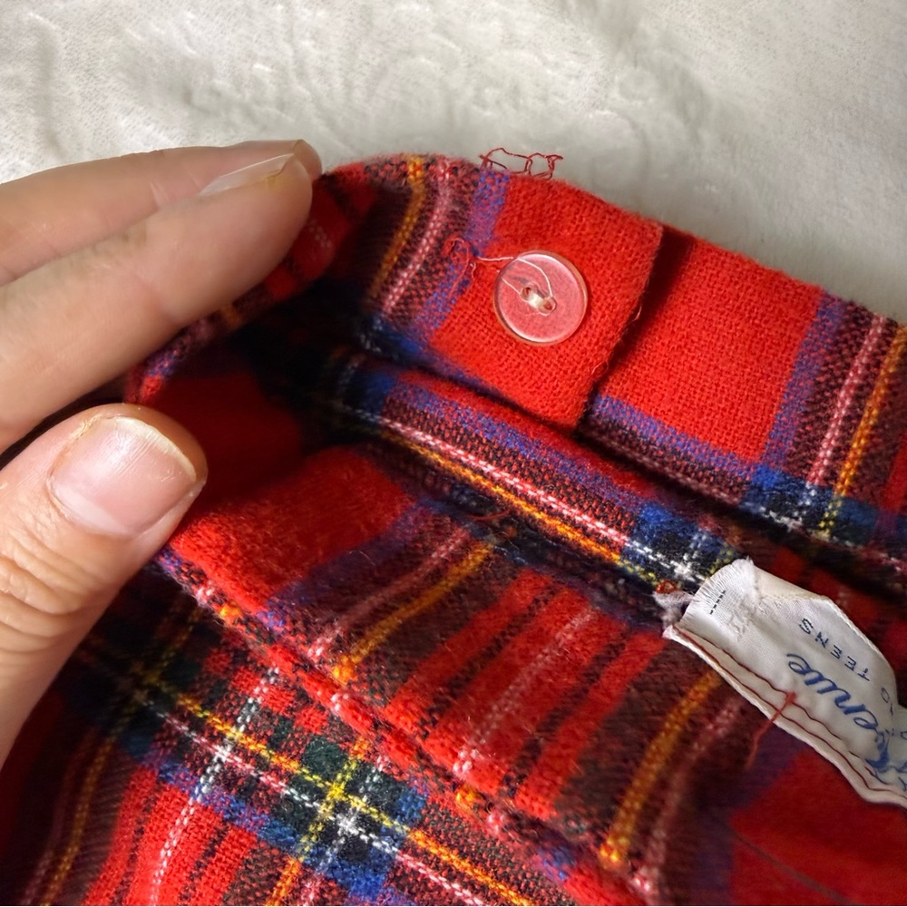 Vintage Red Tartan Pleated Maxi Skirt - Picture 6 of 6
